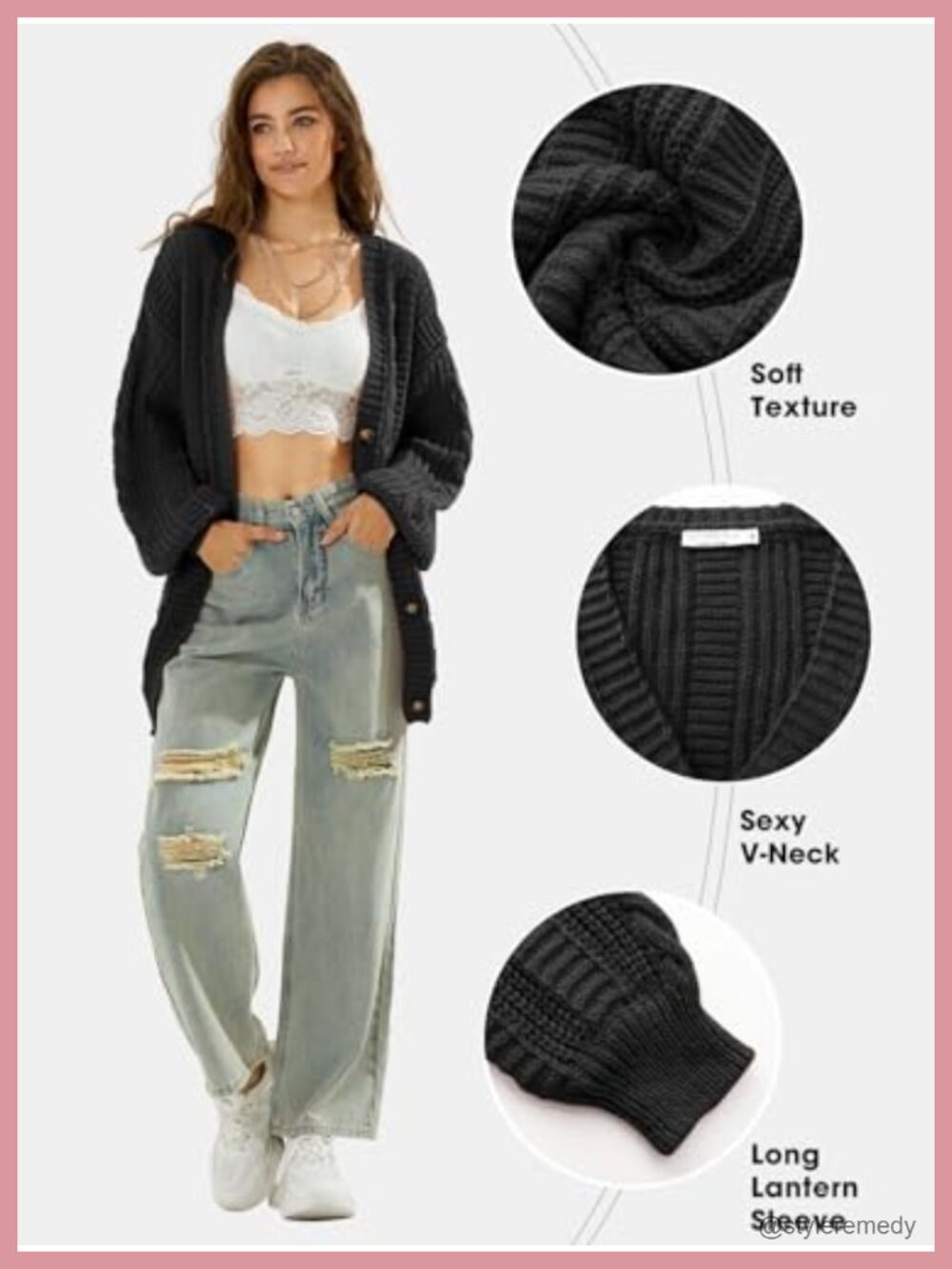 Oversized Cardigan Sweaters for Women Fall Winter Soft Knit Open Front Button